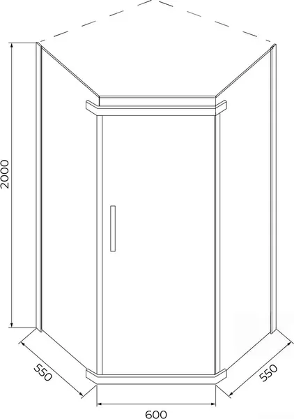 Изображение товара Душевой уголок IVA 100x100x200 / E1PC100C (прозрачное стекло)