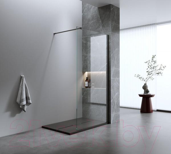 Изображение товара Душевая стенка IVA 110x200 / WIB110C (прозрачное стекло/профиль черный)