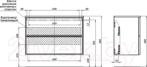 Изображение товара Тумба под умывальник Aquanet Арт 100 / 329614 (ясень графит)