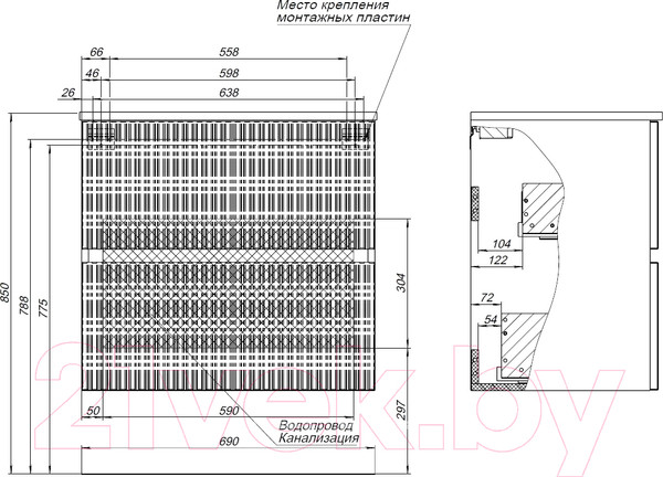Изображение товара Тумба под умывальник Aquanet Джейн 70 / 313285 (белый матовый)