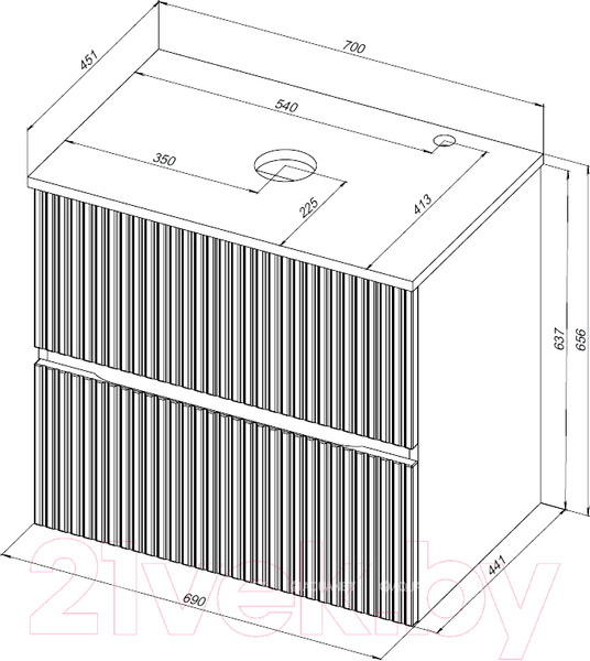 Изображение товара Тумба под умывальник Aquanet Джейн 70 / 313285 (белый матовый)
