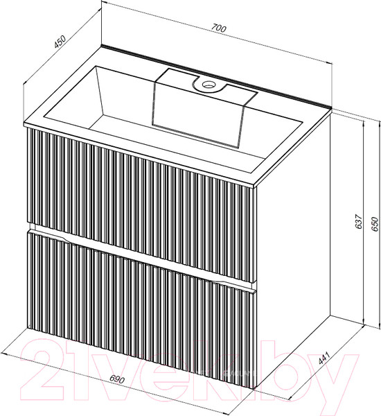 Изображение товара Тумба под умывальник Aquanet Джейн 70 / 313285 (белый матовый)