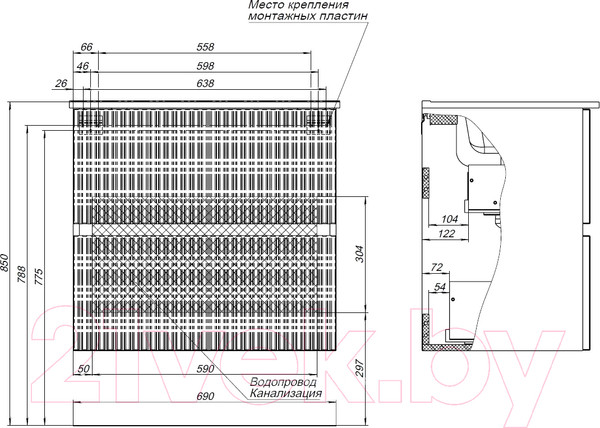 Изображение товара Тумба под умывальник Aquanet Джейн 70 / 313285 (белый матовый)
