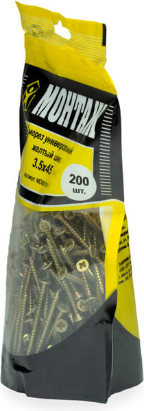 Изображение товара Саморез Монтаж Универсальный 3.5x45 / MD001141 (200шт, желтый цинк)