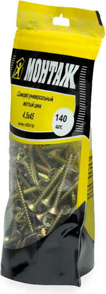 Изображение товара Саморез Монтаж Универсальный 4.5x45 / MD001160 (140шт, желтый цинк)