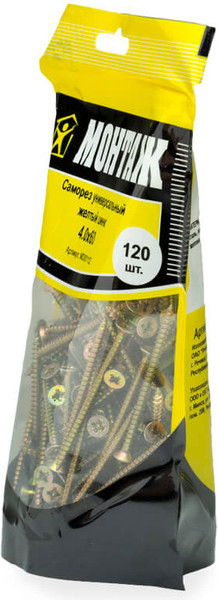 Изображение товара Саморез Монтаж Универсальный 4.0x60 / MD001152 (120шт, желтый цинк)