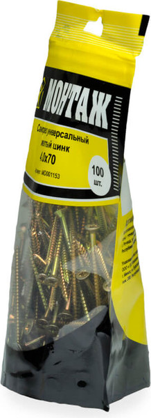 Изображение товара Саморез Монтаж Универсальный 4.0x70 / MD001153 (100шт, желтый цинк)