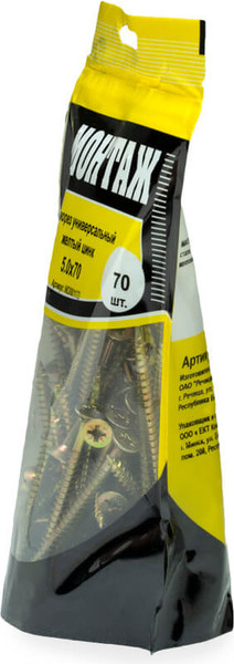 Изображение товара Саморез Монтаж Универсальный 5.0x70 / MD001173 (70шт, желтый цинк)