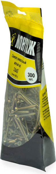 Изображение товара Саморез Монтаж Универсальный 3.0x35 / MD001132 (300шт, желтый цинк)