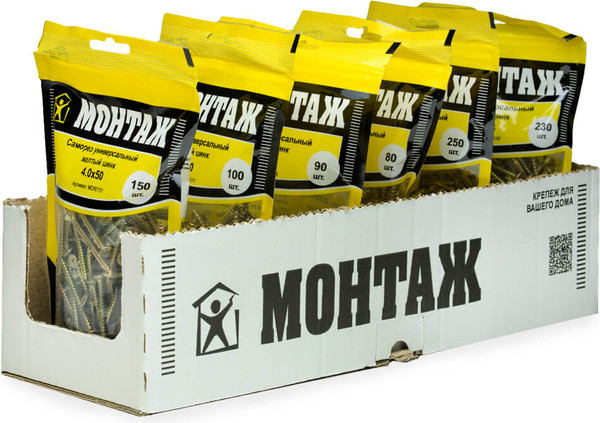 Изображение товара Саморез Монтаж Универсальный 4.0x50 / MD001151 (150шт, желтый цинк)