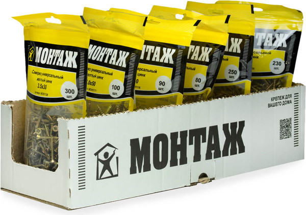 Изображение товара Саморез Монтаж Универсальный 3.5x30 / MD001138 (300шт, желтый цинк)