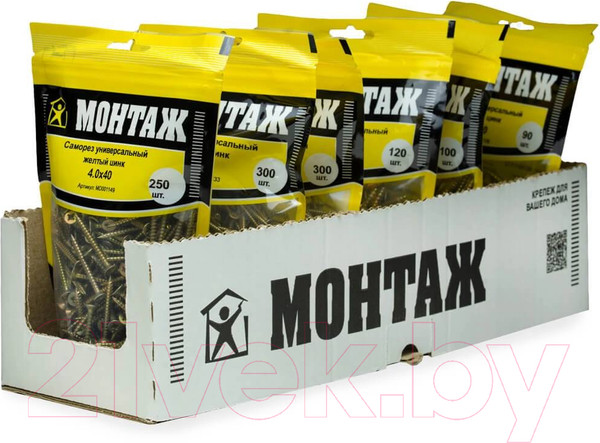 Изображение товара Саморез Монтаж Универсальный 4.0x40 / MD001149 (250шт, желтый цинк)