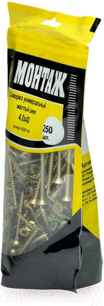 Изображение товара Саморез Монтаж Универсальный 4.0x40 / MD001149 (250шт, желтый цинк)