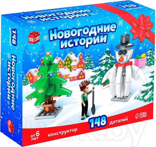 Изображение товара Конструктор Unicon Новогодние истории, снеговик и мальчик / 7774560