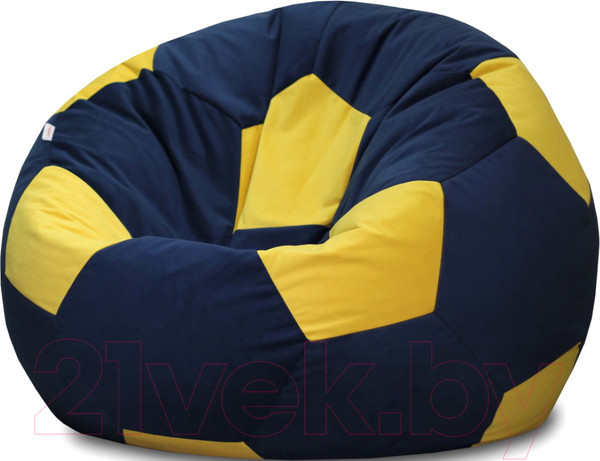 Изображение товара Бескаркасное кресло Kreslomeshki Футбольный мяч XXL / MV-90x90-TSZ (темно-синий/желтый)