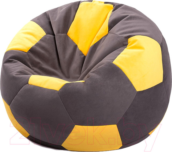 Изображение товара Бескаркасное кресло Kreslomeshki Футбольный мяч XXL / MV-90x90-SZH (серый/желтый)