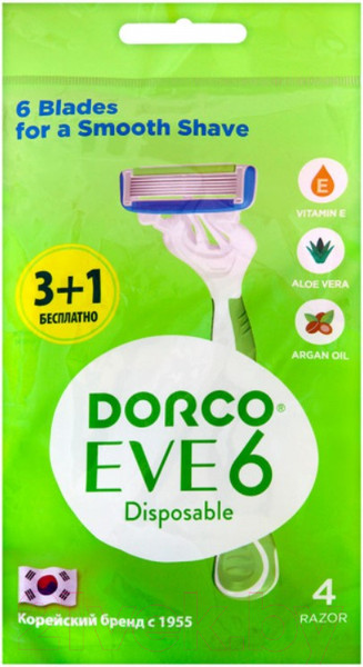Изображение товара Набор бритвенных станков Dorco Eve 6 одноразовые (4шт)