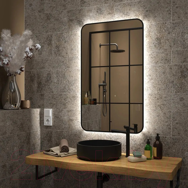 Изображение товара Зеркало Teymi Solli Black Soft Line 60x100 / T20234S (подсветка, сенсор)