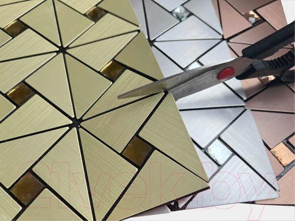 Изображение товара Панель ПВХ Самоклейкин Самоклеющаяся Алюминий Кристаллы в серебре (300x300x3мм)