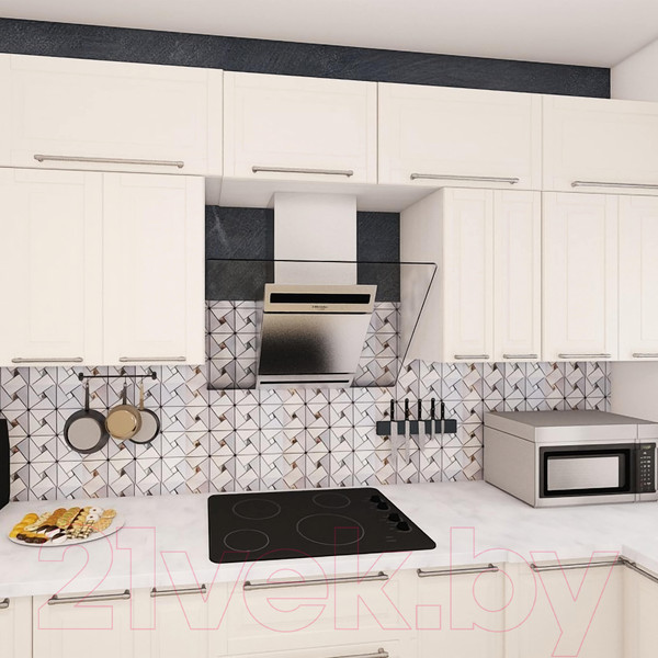 Изображение товара Панель ПВХ Самоклейкин Самоклеющаяся Алюминий Кристаллы в серебре (300x300x3мм)