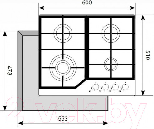 Изображение товара Газовая варочная панель Akpo PGA 604 HGC-T IV