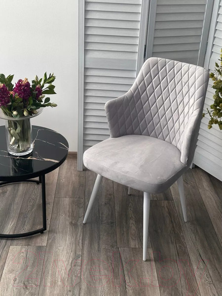 Изображение товара Стул M-City Herman / 461MC05508 (светло-серый BM-4 велюр/белый)