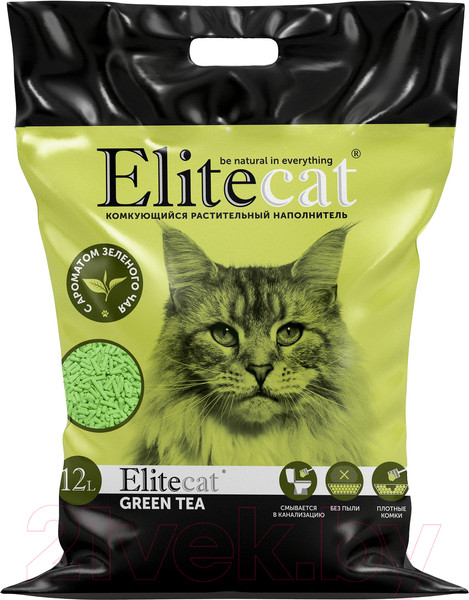 Изображение товара Наполнитель для туалета EliteCat Tofu Green Tea растительный 6010/EC (12л/5.4кг)