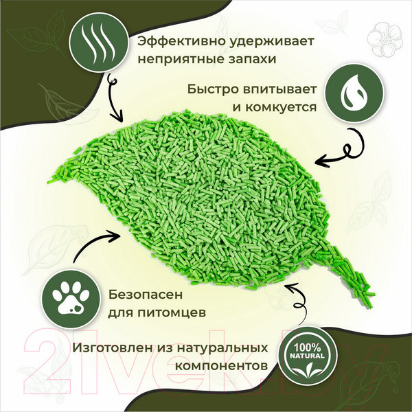 Изображение товара Наполнитель для туалета EliteCat Tofu Green Tea растительный 6010/EC (12л/5.4кг)