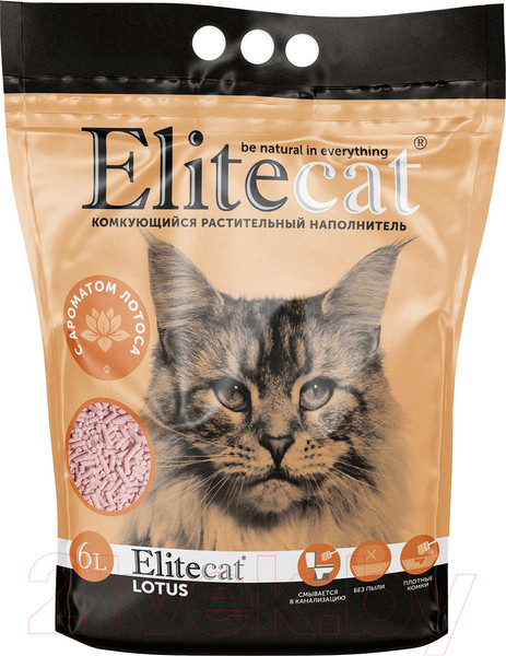 Изображение товара Наполнитель для туалета EliteCat Tofu Lotus растительный / 6041/EC (6л/2.7кг)