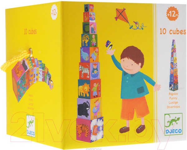 Изображение товара Развивающая игрушка Djeco Пирамида. Забавные кубики / 08503