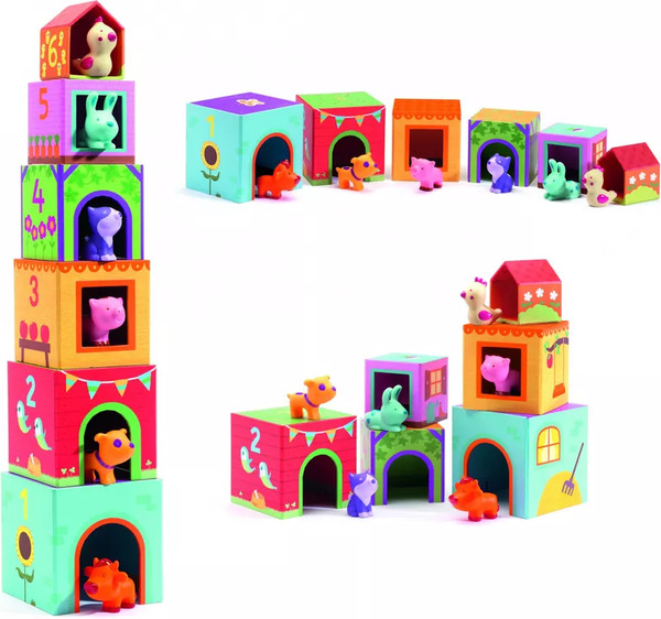 Изображение товара Развивающий игровой набор Djeco Пазл-кубики Ферма / 09108