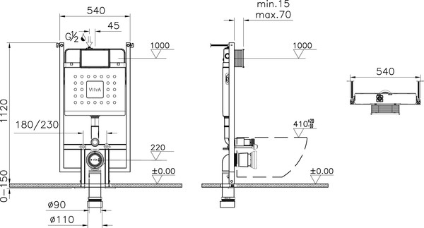 Изображение товара Инсталляция для унитаза VitrA 800-1875 (с кнопкой Root S)