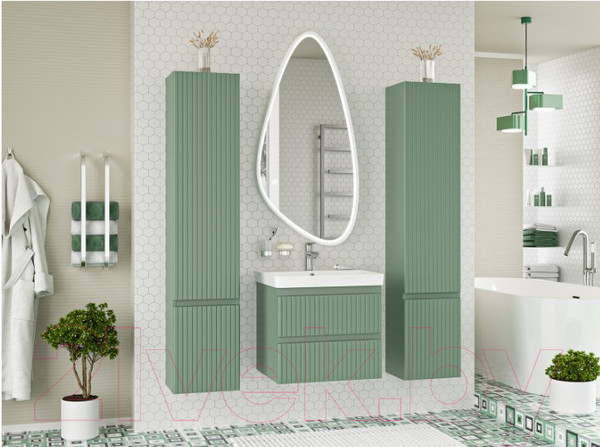 Изображение товара Шкаф-пенал для ванной Brevita Victory 35 / VIC-05035-080R (зеленый матовый)