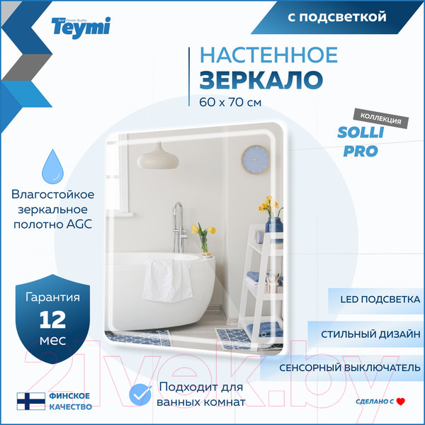 Изображение товара Зеркало Teymi Solli Pro 60x70 / T20253 (подсветка, сенсор)