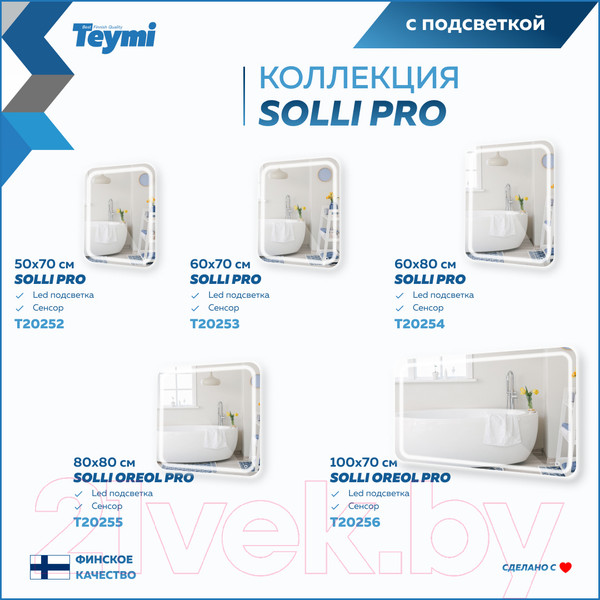 Изображение товара Зеркало Teymi Solli Pro 100x70 / T20256 (подсветка, сенсор)