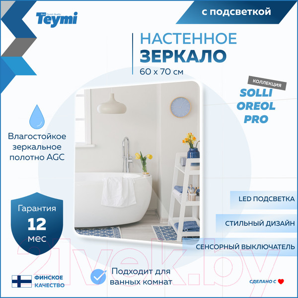 Изображение товара Зеркало Teymi Solli Oreol Pro 60x70 / T20258 (подсветка, сенсор)