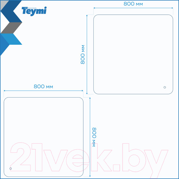 Изображение товара Зеркало Teymi Solli Oreol Pro 80x80 / T20260 (подсветка, сенсор)