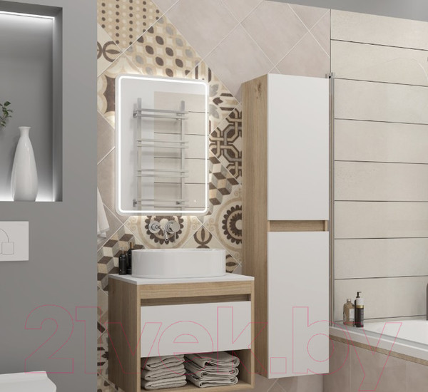 Изображение товара Шкаф-пенал для ванной Teymi Ritta / T60522 (дуб эврика/белый матовый)