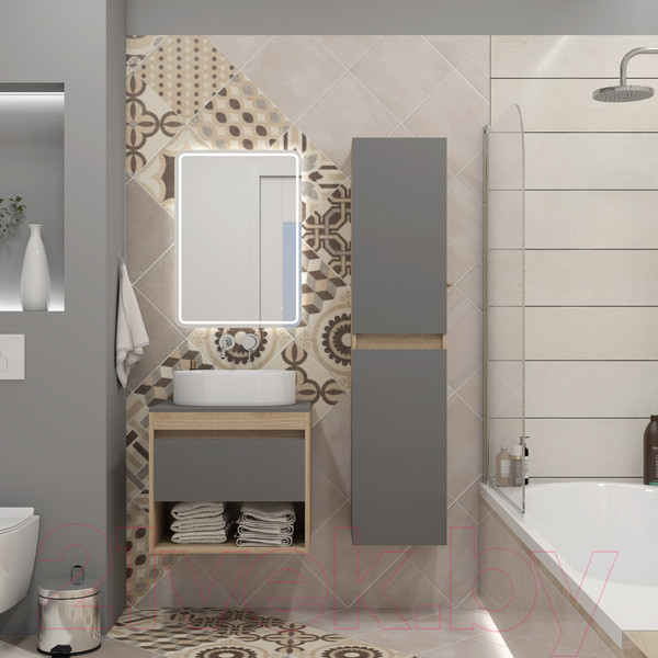 Изображение товара Шкаф-пенал для ванной Teymi Ritta / T60526 (дуб эврика/графит матовый)