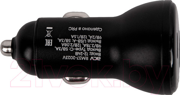 Изображение товара Адаптер питания автомобильный ACV RM37-2023V (черный, с вольтметром)