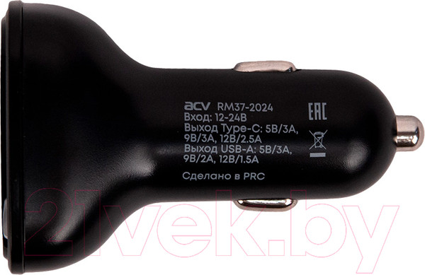 Изображение товара Адаптер питания автомобильный ACV RM37-2024 (черный)