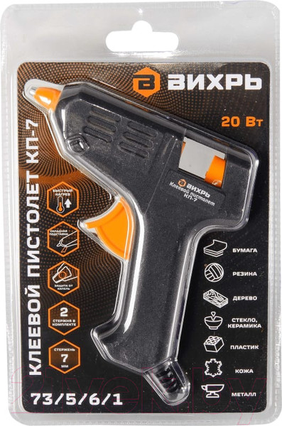 Изображение товара Клеевой пистолет Вихрь КП-7 (73/5/6/1)