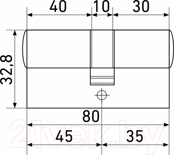 Изображение товара Цилиндровый механизм замка Стандарт Max 80 (35х45) SN перф. ключ/вертушка 5 ключей