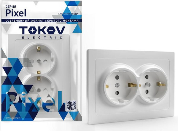 Изображение товара Розетка Tokov Electric Pixel TKE-PX-R2FZSF-C01 (белый)