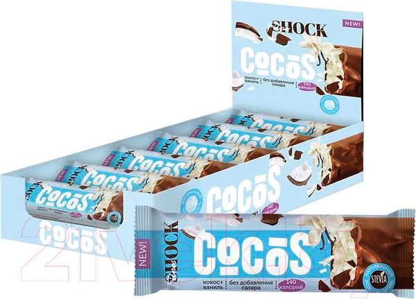 Изображение товара Набор протеиновых батончиков FitnesShock Ваниль-кокос (12x35г)