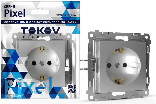 Изображение товара Розетка Tokov Electric Pixel TKE-PX-R1ZSF-C03  (алюминий)