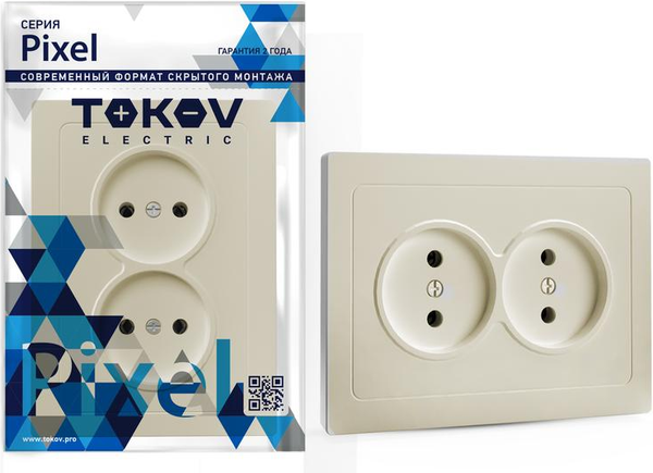 Изображение товара Розетка Tokov Electric Pixel TKE-PX-R2F-C02 (бежевый)