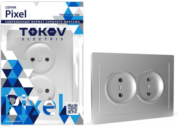 Изображение товара Розетка Tokov Electric Pixel TKE-PX-R2F-C03 (алюминий)