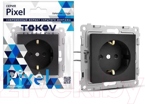 Изображение товара Розетка Tokov Electric Pixel TKE-PX-R1ZSF-C14 (карбон)