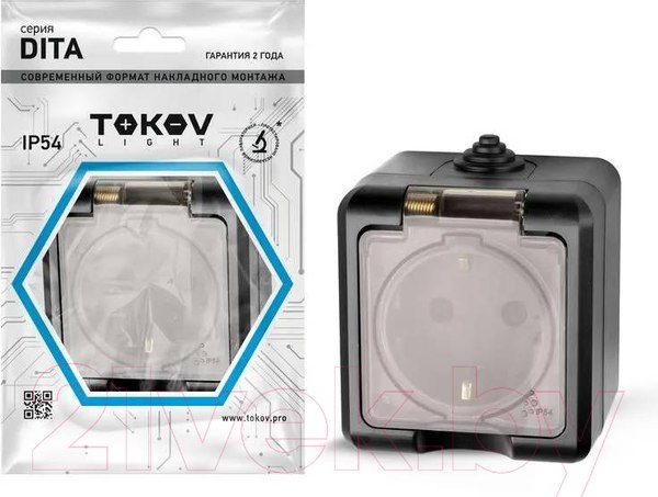 Изображение товара Розетка Tokov Electric Dita TKL-DT-R1Z-C14T-IP54 (карбон)